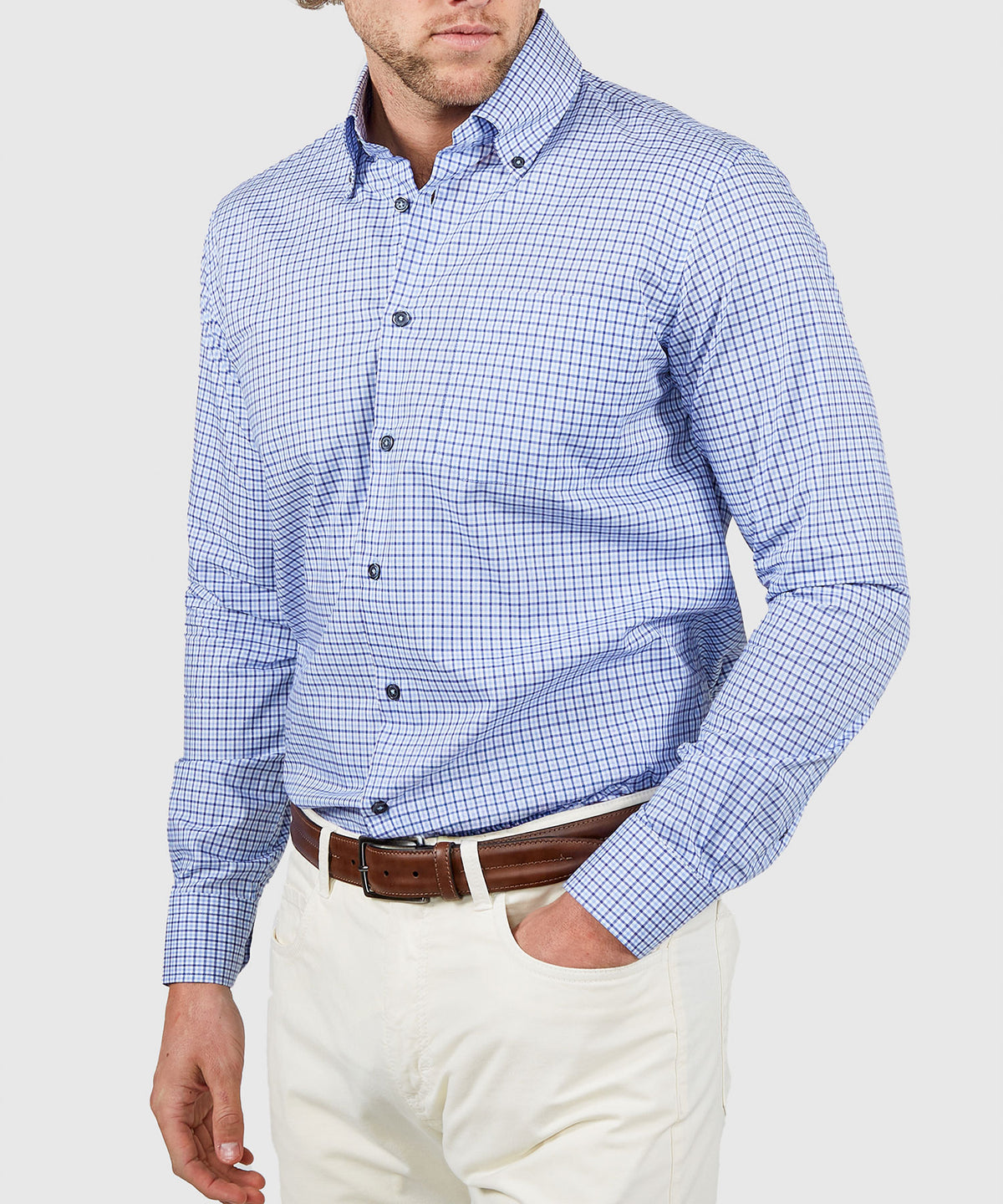 Westport Black Long Sleeve Button-Down Gingham Sport Shirt, Men's Big & Tall