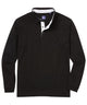 Black no-tuck long sleeve polo with white contrast placket and collar trim - Black/White