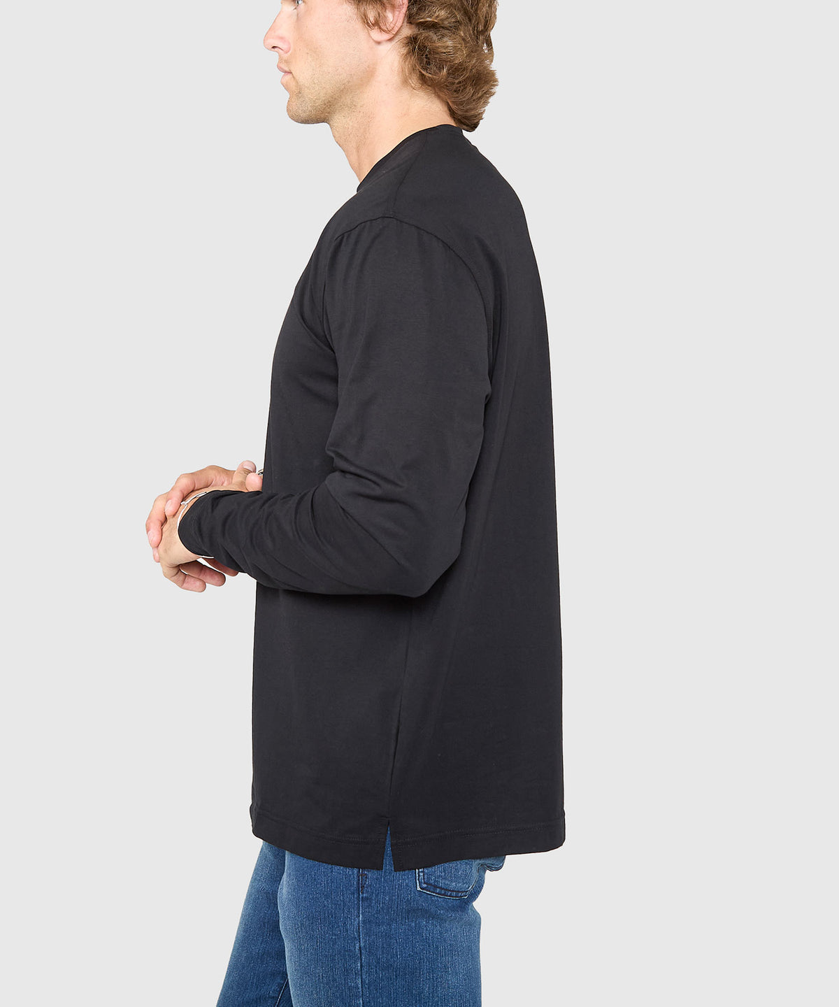 Westport No-Tuck Long Sleeve Stretch Cotton Crew Neck T-Shirt, Men's Big & Tall