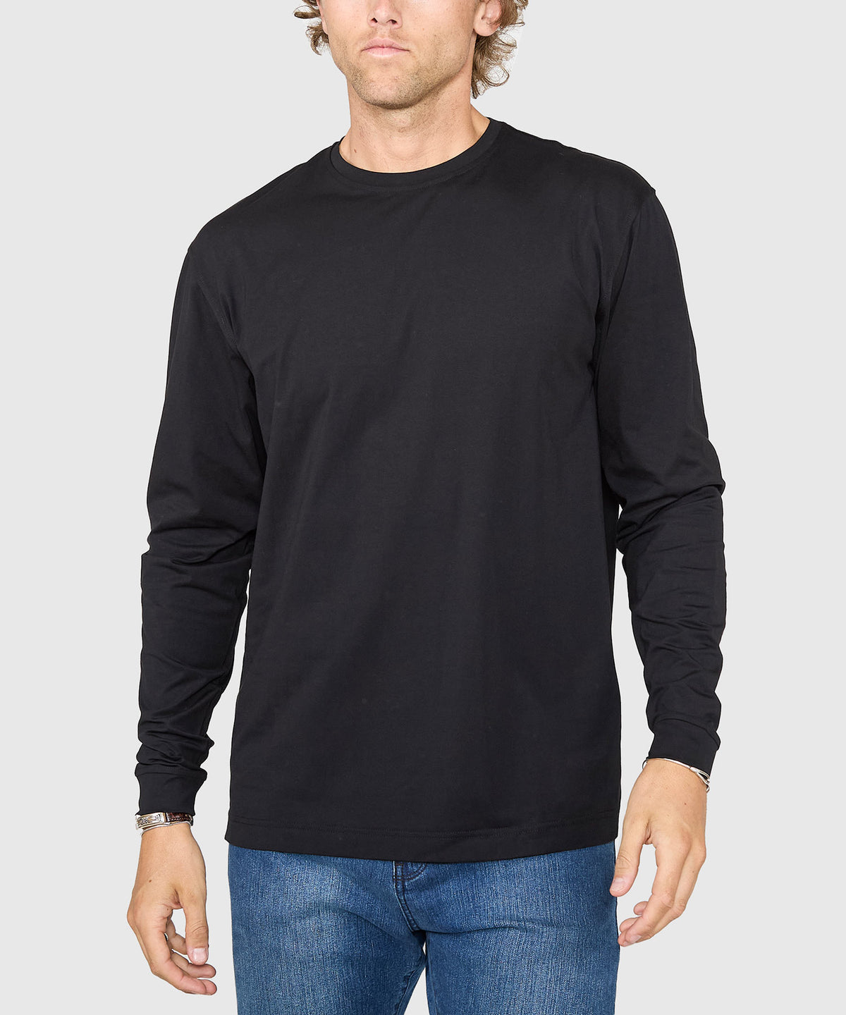 Westport No-Tuck Long Sleeve Stretch Cotton Crew Neck T-Shirt, Men's Big & Tall