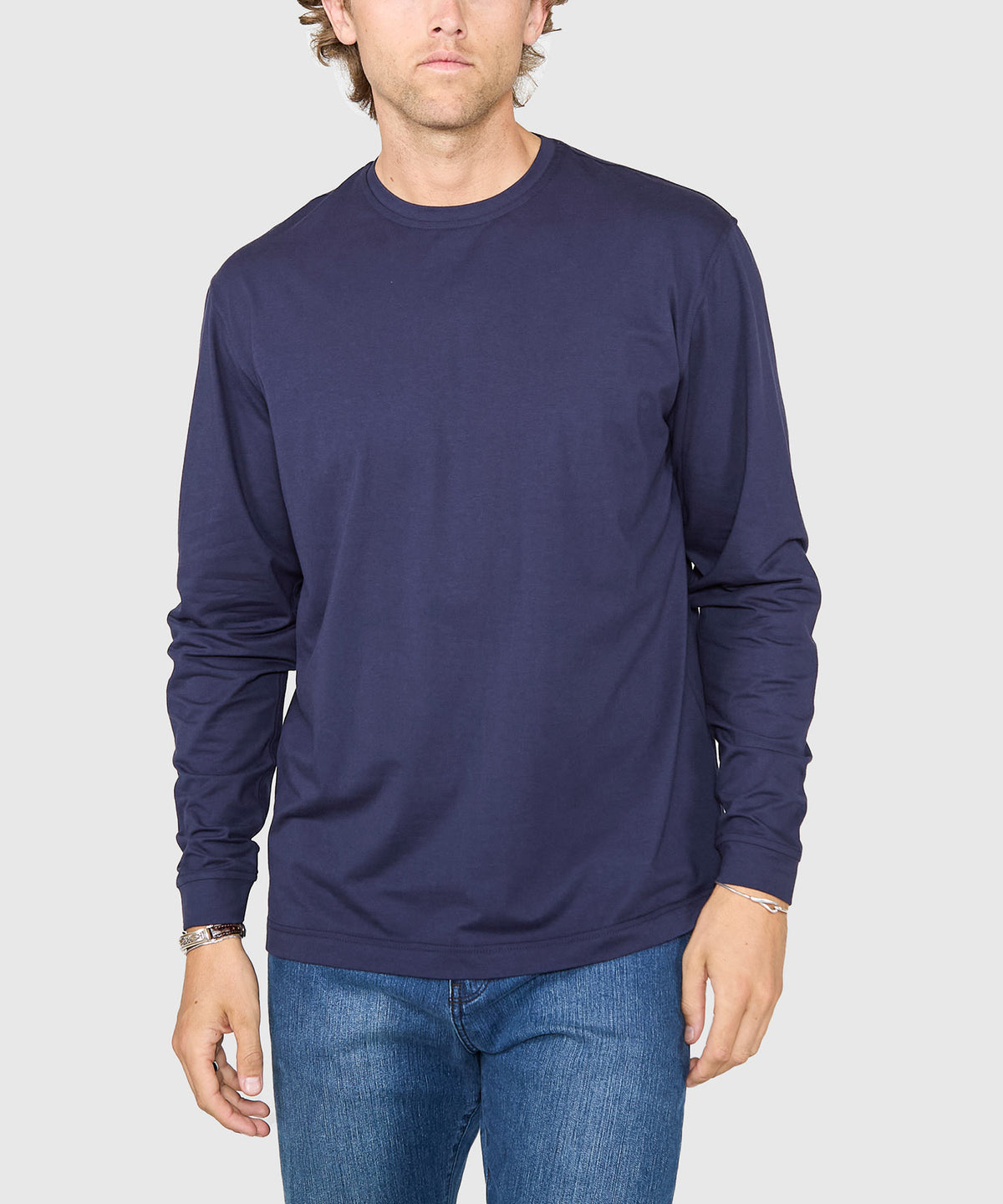 Westport No-Tuck Long Sleeve Stretch Cotton Crew Neck T-Shirt, Men's Big & Tall
