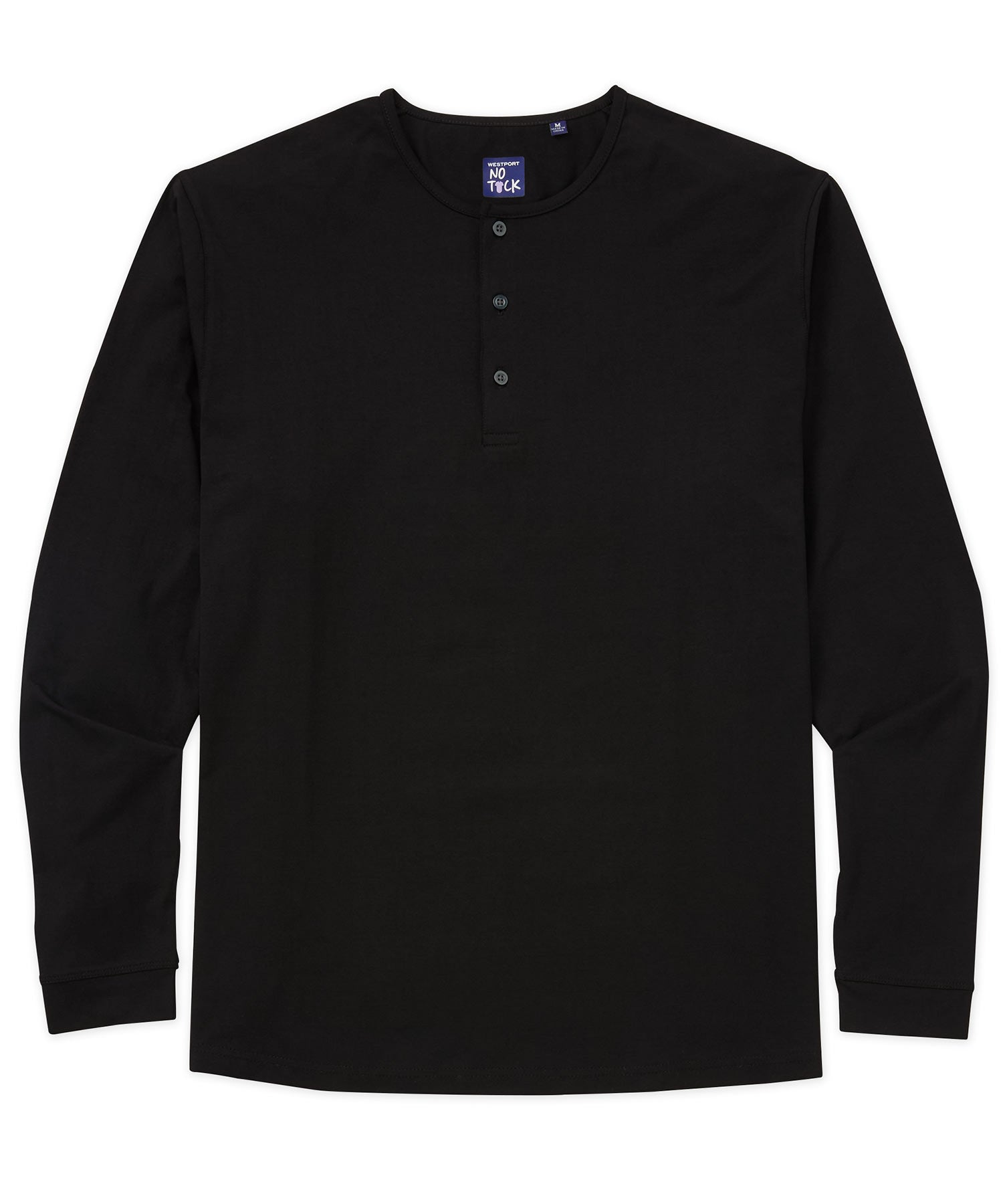 Westport No-Tuck Long Sleeve Stretch Cotton Crew Neck Henley