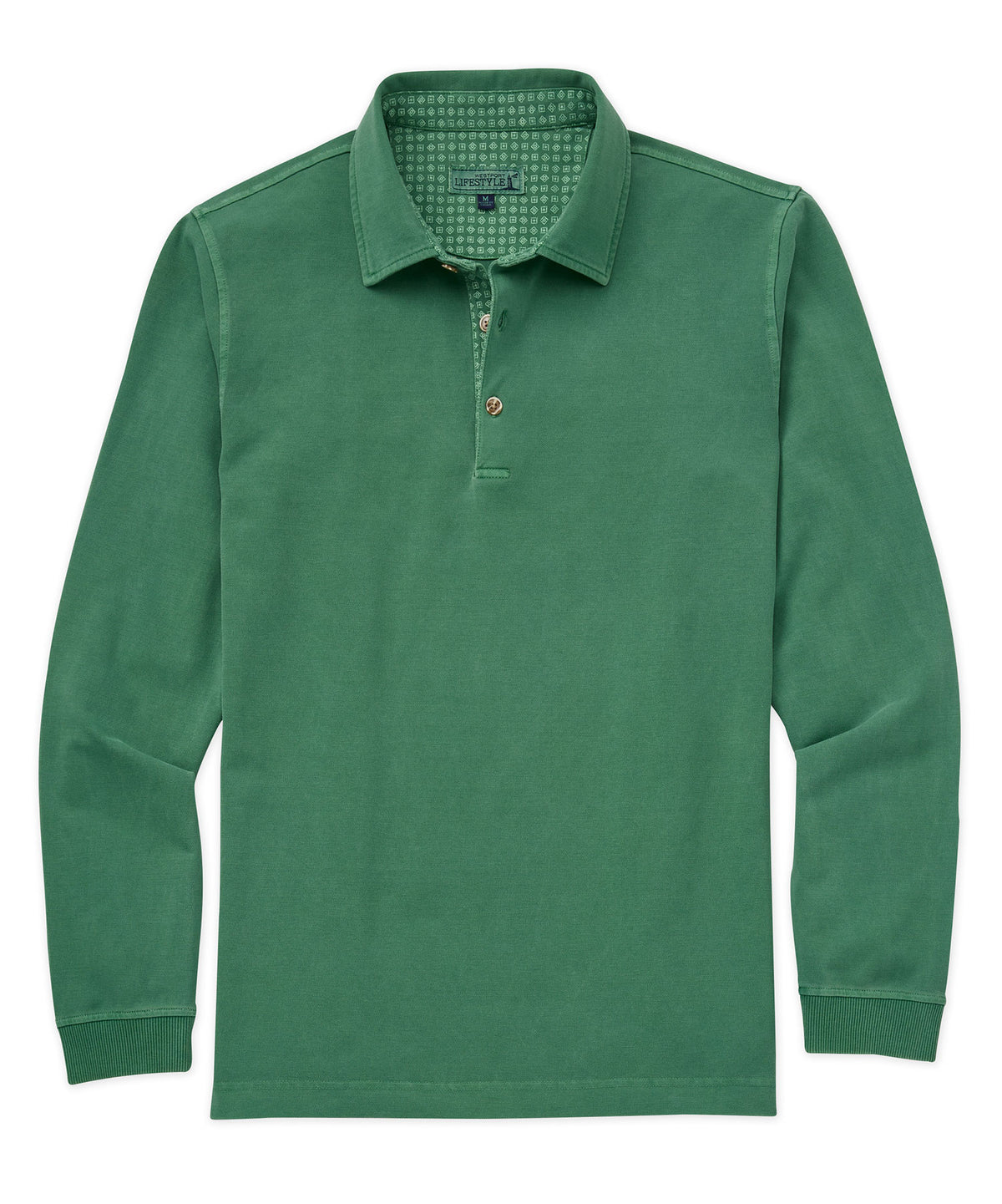 Westport Lifestyle Long Sleeve Cotton Stretch Contrast Trim Polo, Men's Big & Tall