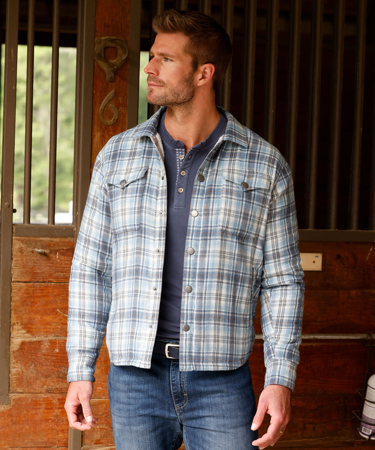 Westport Lifestyle Sherpa Lined Firepit Flannel Shirt Jacket, Men's Big & Tall