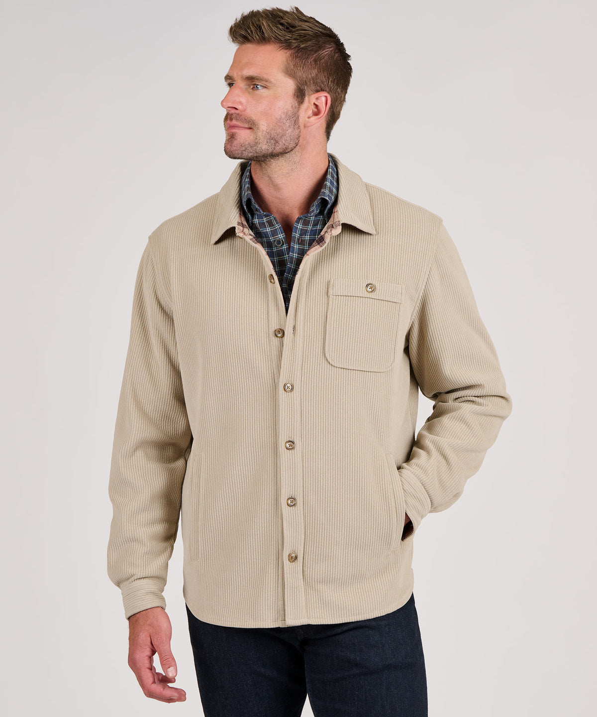 Westport Lifestyle Knit Corded Shirt Jacket, Men's Big & Tall