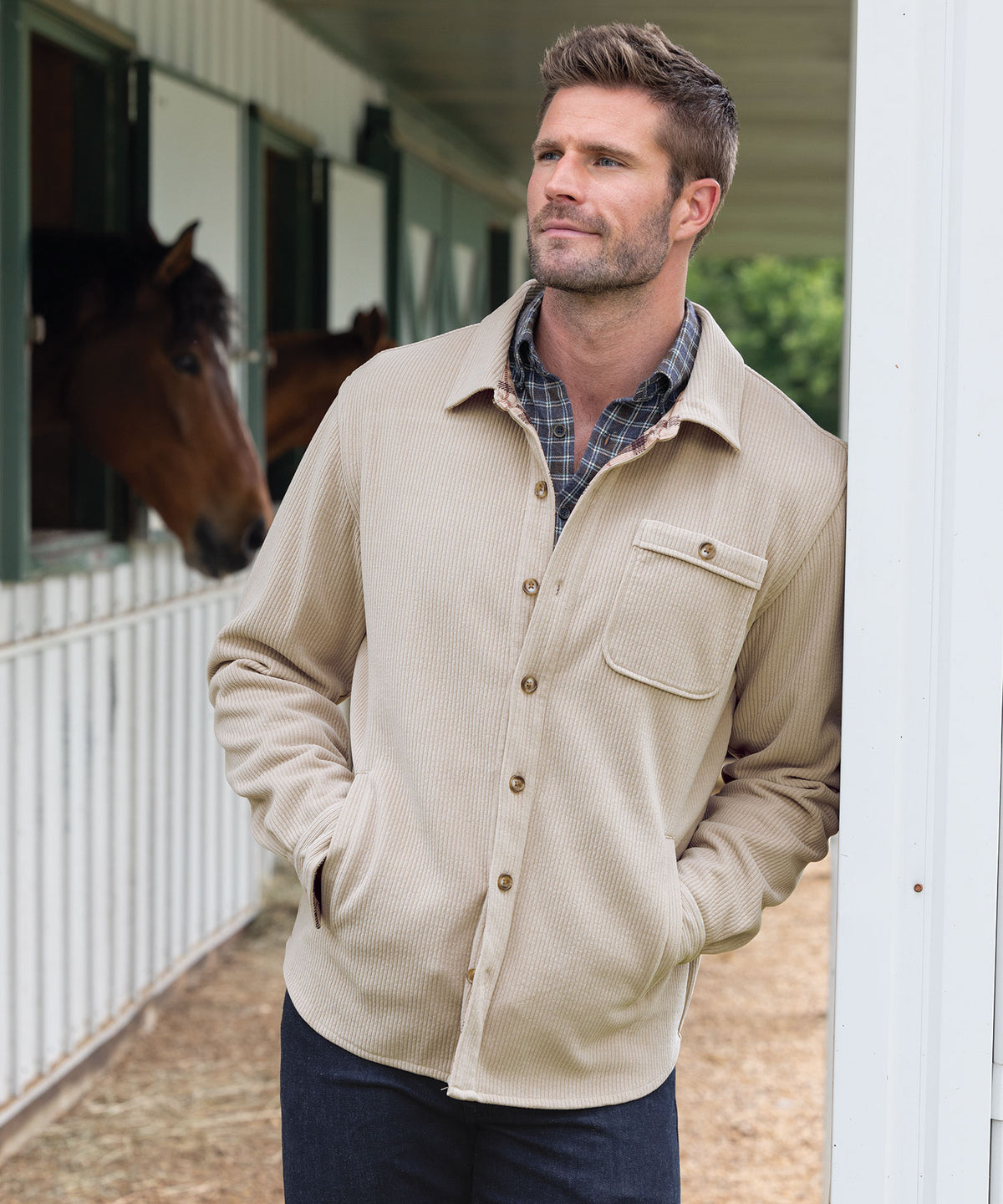 Westport Lifestyle Knit Corded Shirt Jacket, Men's Big & Tall