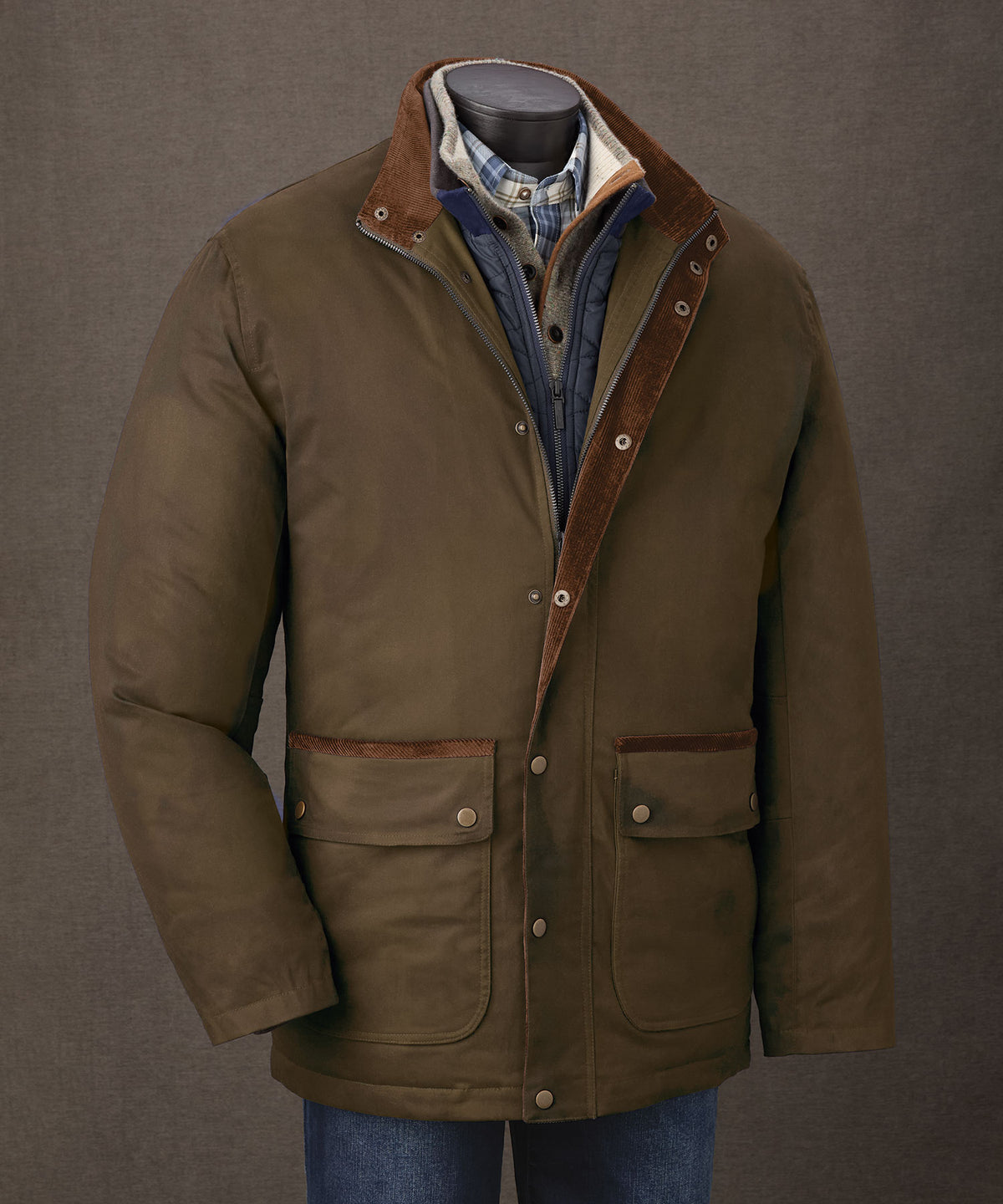 Westport Black Waxed Cotton Car Coat, Men's Big & Tall