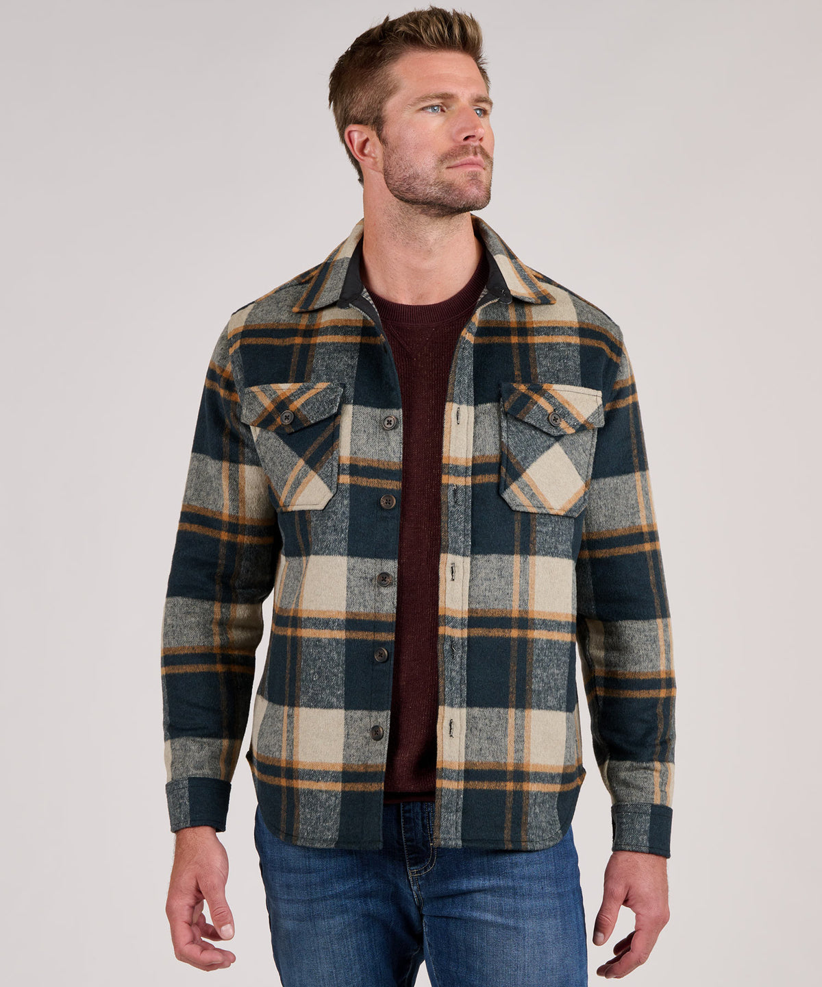 Westport Black Wool Blend Shirt Jacket, Men's Big & Tall