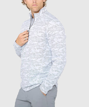 Cutter & Buck Traverse Camo Print Stretch Quarter Zip Pullover