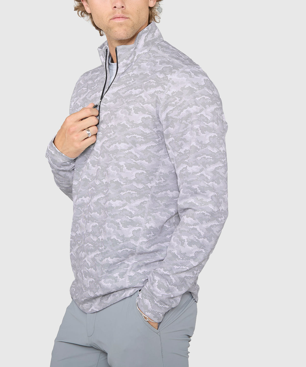 Cutter & Buck Traverse Camo Print Stretch Quarter Zip Pullover, Men's Big & Tall