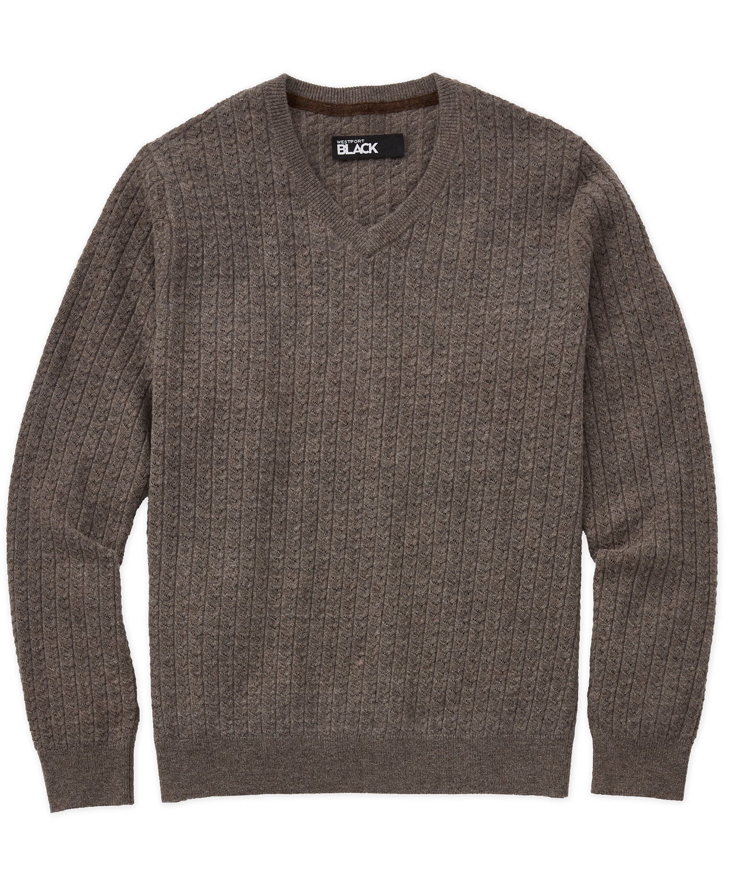 Westport Black V-Neck Cable Pullover Sweater