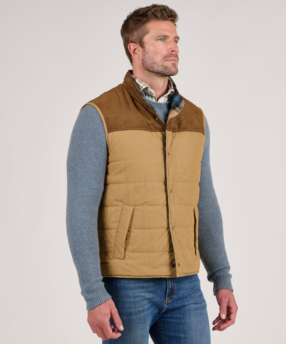 Westport Black Reversible Quilted Plaid Vest, Men's Big & Tall