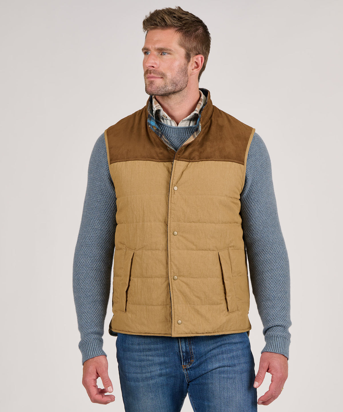 Westport Black Reversible Quilted Plaid Vest, Men's Big & Tall