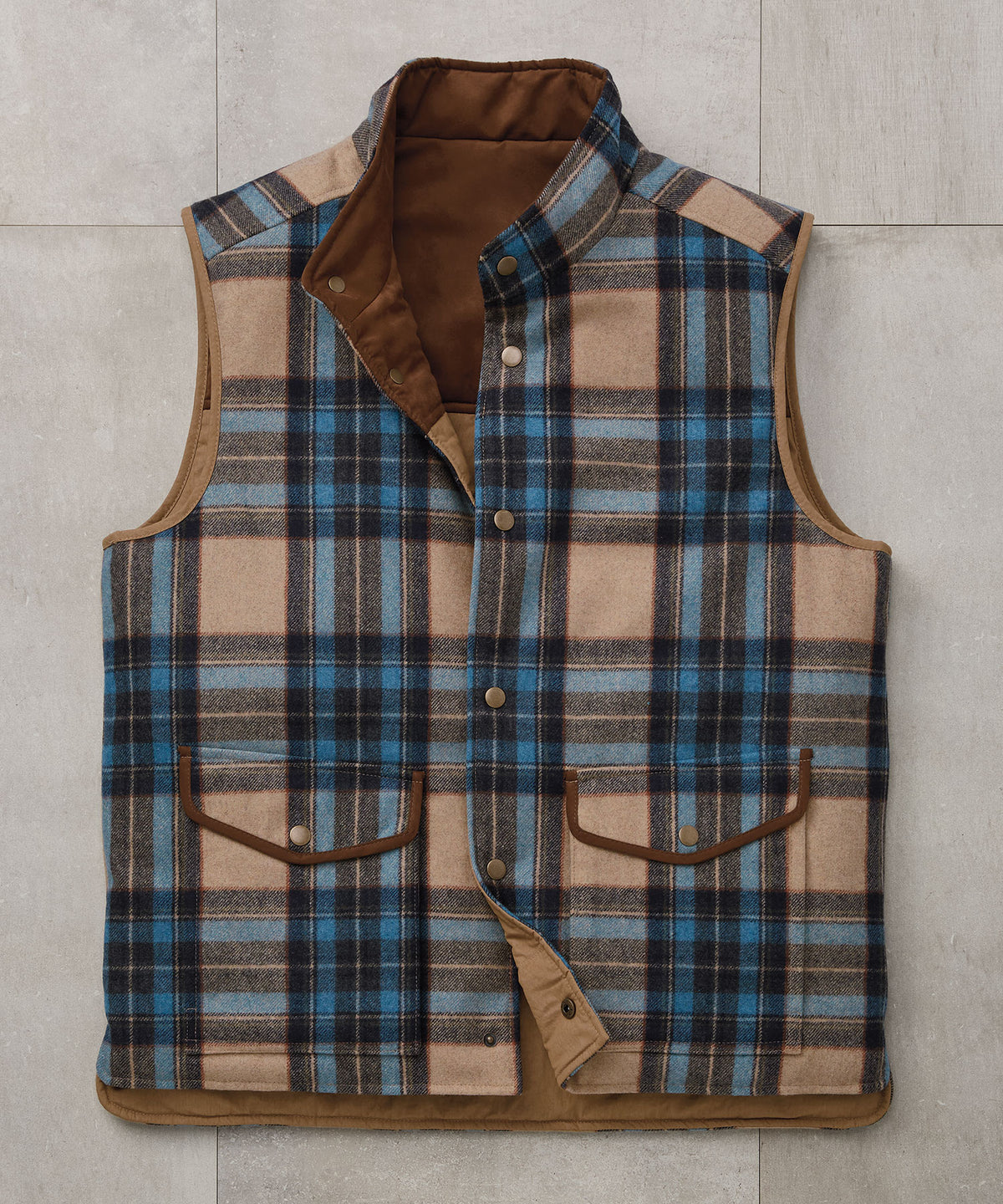 Westport Black Reversible Quilted Plaid Vest, Men's Big & Tall