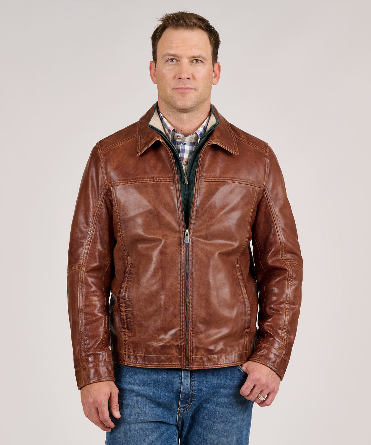 Westport Black Premium Bomber Leather Jacket, Men's Big & Tall