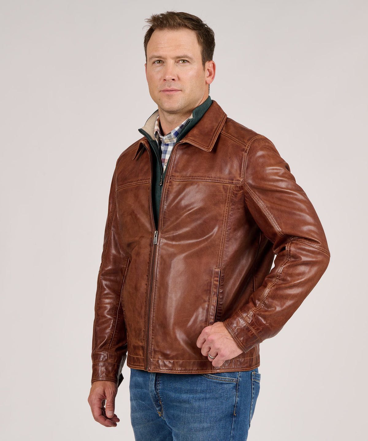 Westport Black Premium Bomber Leather Jacket, Men's Big & Tall