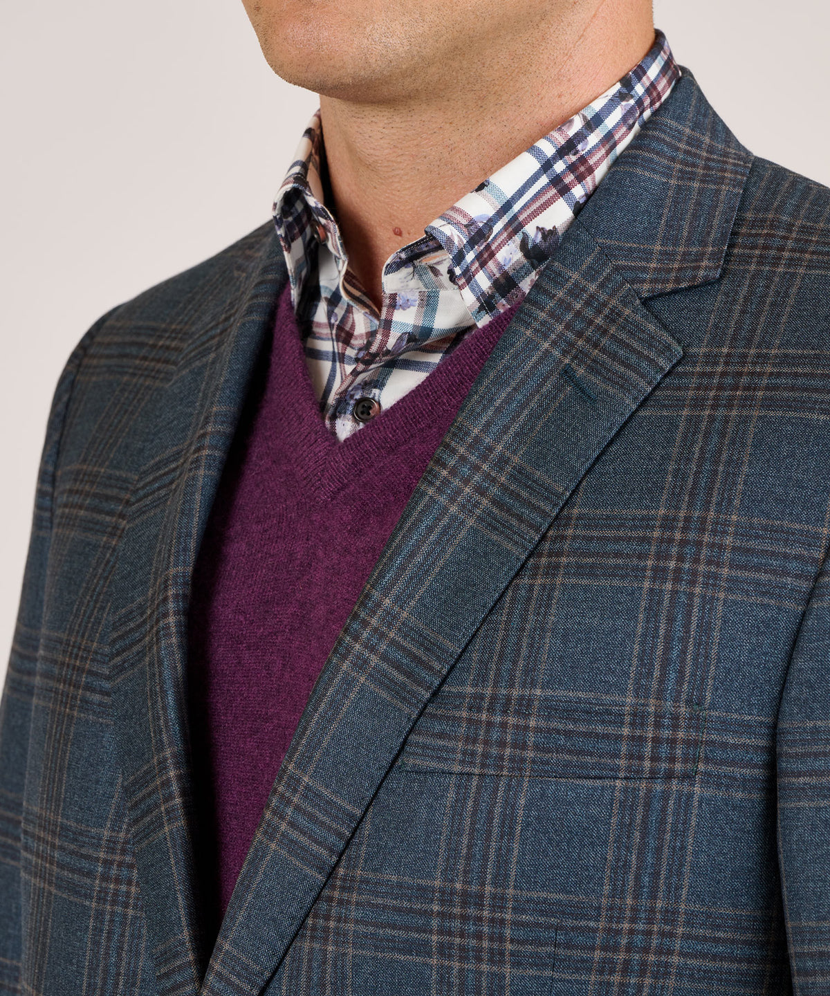 Westport Black Two-Button Side Vented Plaid Sport Coat, Men's Big & Tall