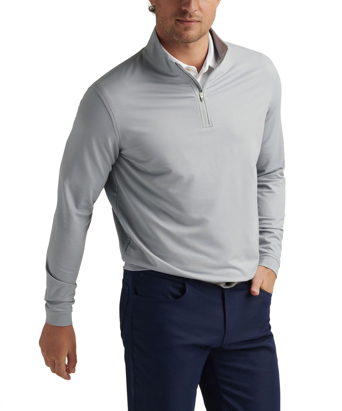 Peter Millar Long Sleeve Birdseye Perth Quarter Zip Pullover, Men's Big & Tall