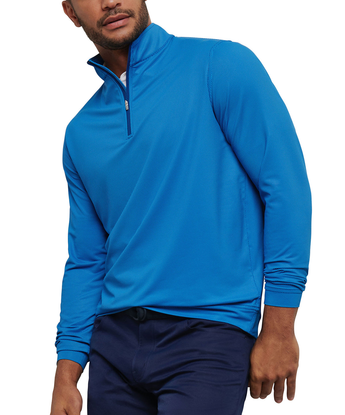 Peter Millar Long Sleeve Birdseye Perth Quarter Zip Pullover, Men's Big & Tall