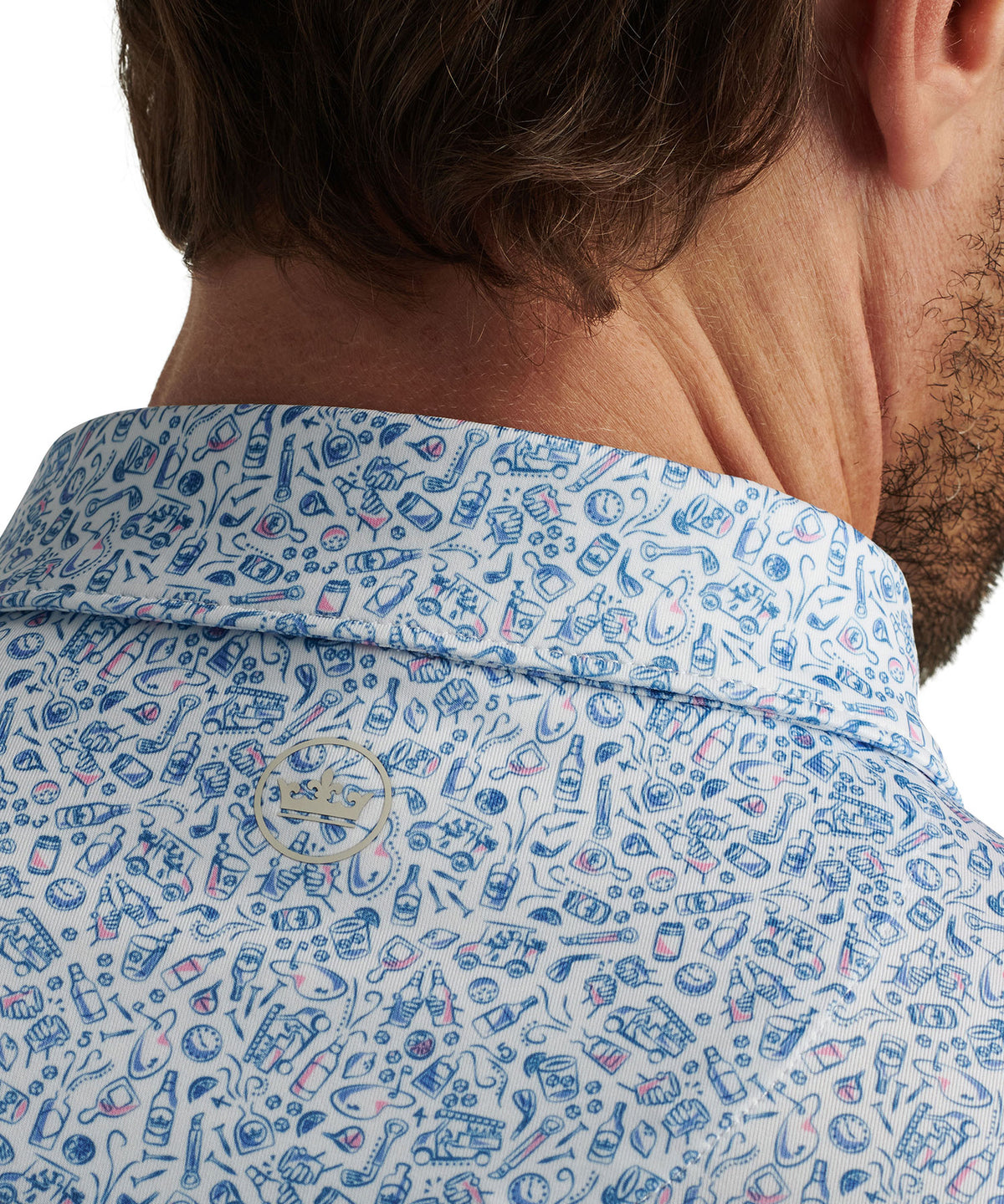 Peter Millar Shirt Sleeve Bar For The Course Performance Print Polo Knit Shirt, Men's Big & Tall