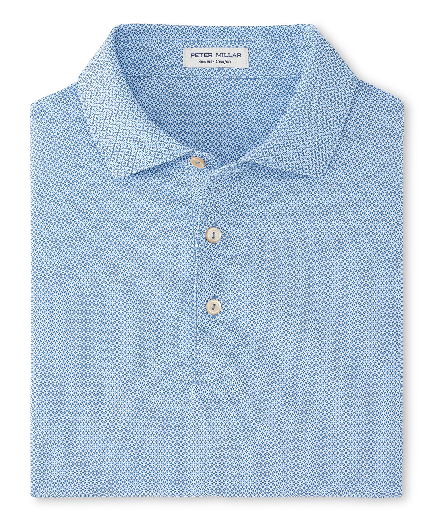 Peter Millar Short Sleeve Costa Geo Print Mesh Polo Knit Shirt