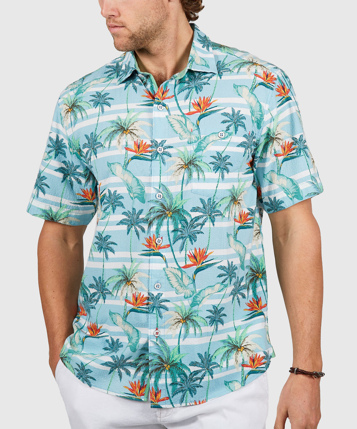 Tommy Bahama Short Sleeve Nova Wave Palmero Stripe Sport Shirt, Men's Big & Tall