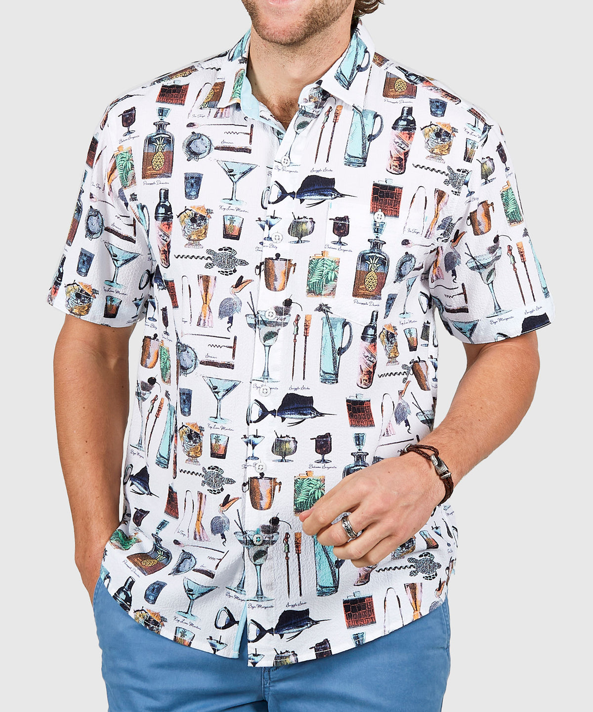 Tommy Bahama Short Sleeve Nova Wave Well Stocked Sport Shirt, Men's Big & Tall