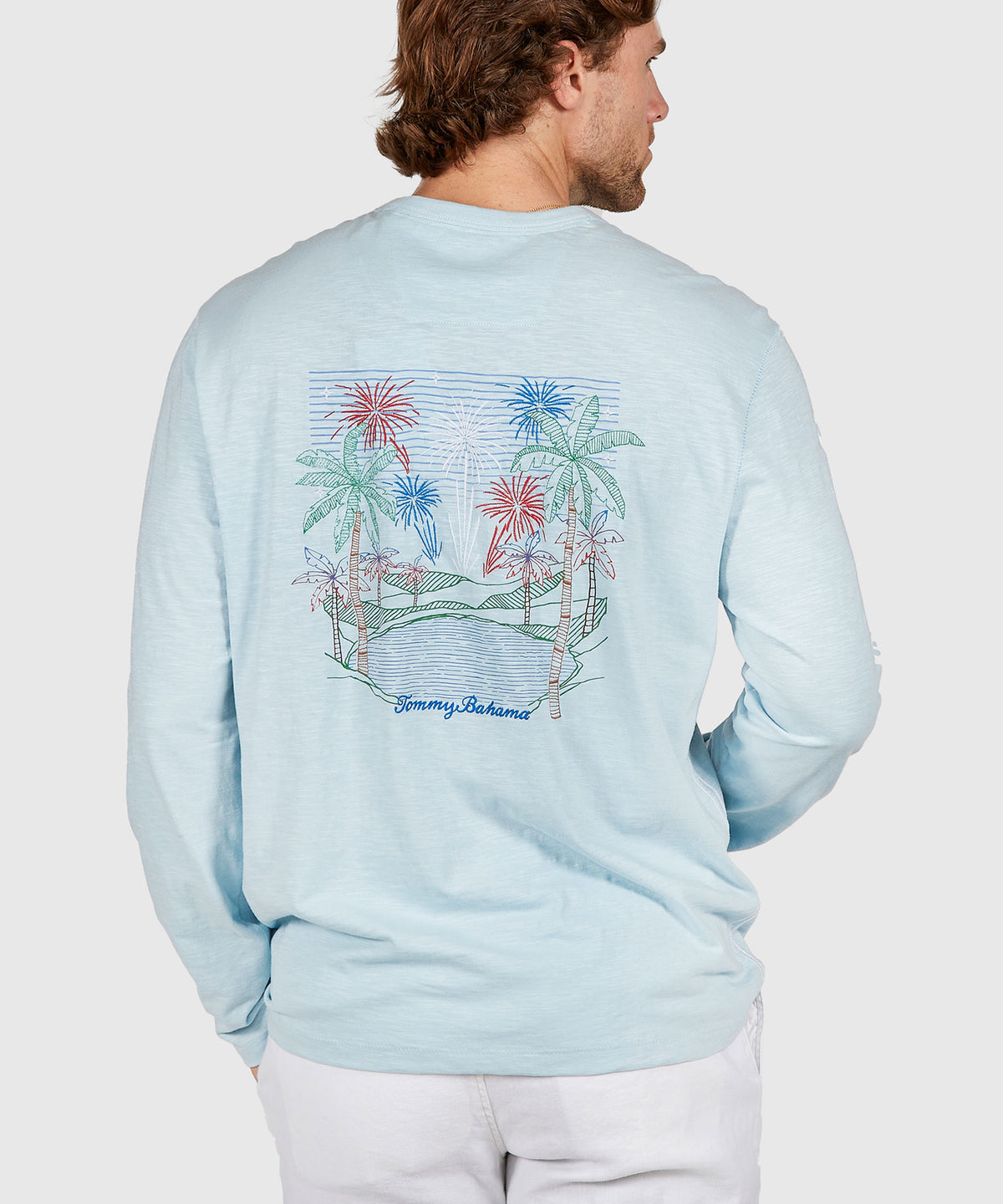 Tommy Bahama Long Sleeve 'Red, White & Boom' Lux T-Shirt, Men's Big & Tall