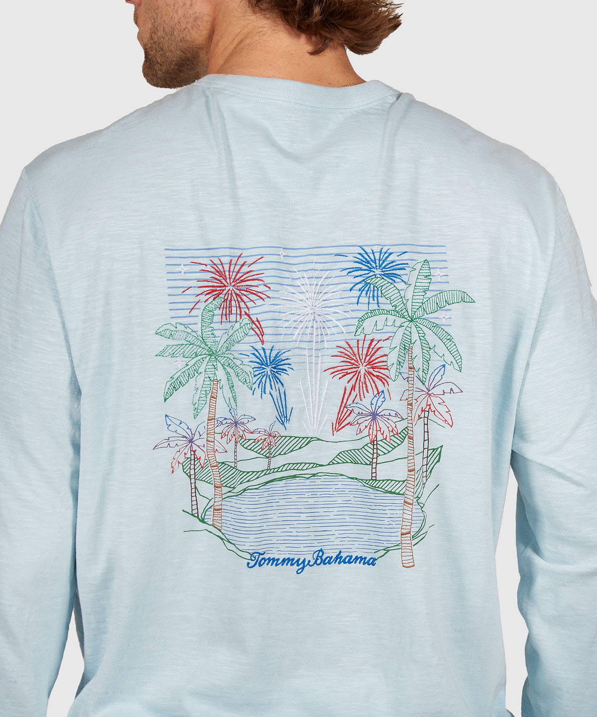 Tommy Bahama Long Sleeve 'Red, White & Boom' Lux T-Shirt, Men's Big & Tall