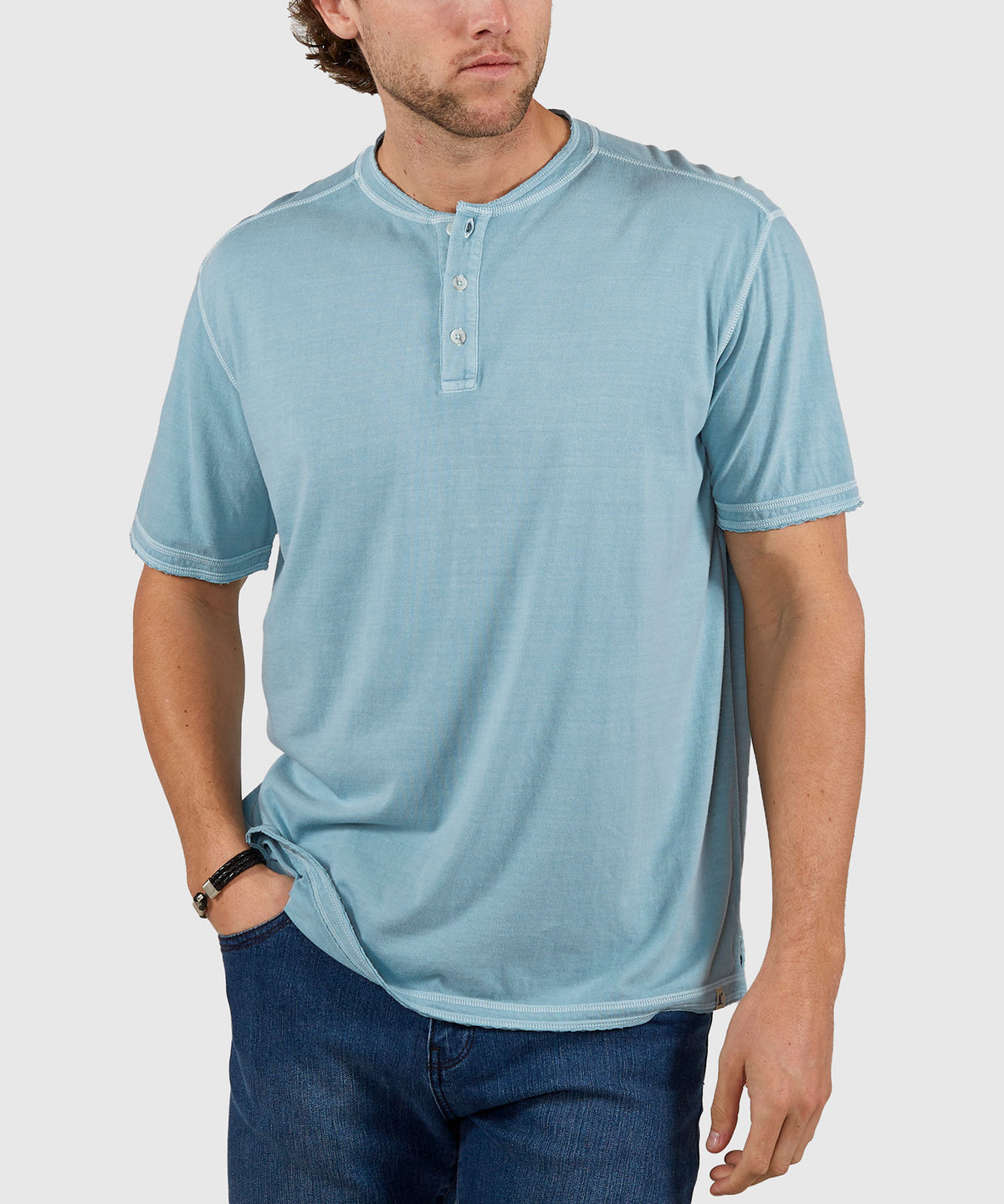 Westport Lifestyle Sunwashed Short Sleeve Henley, Men's Big & Tall