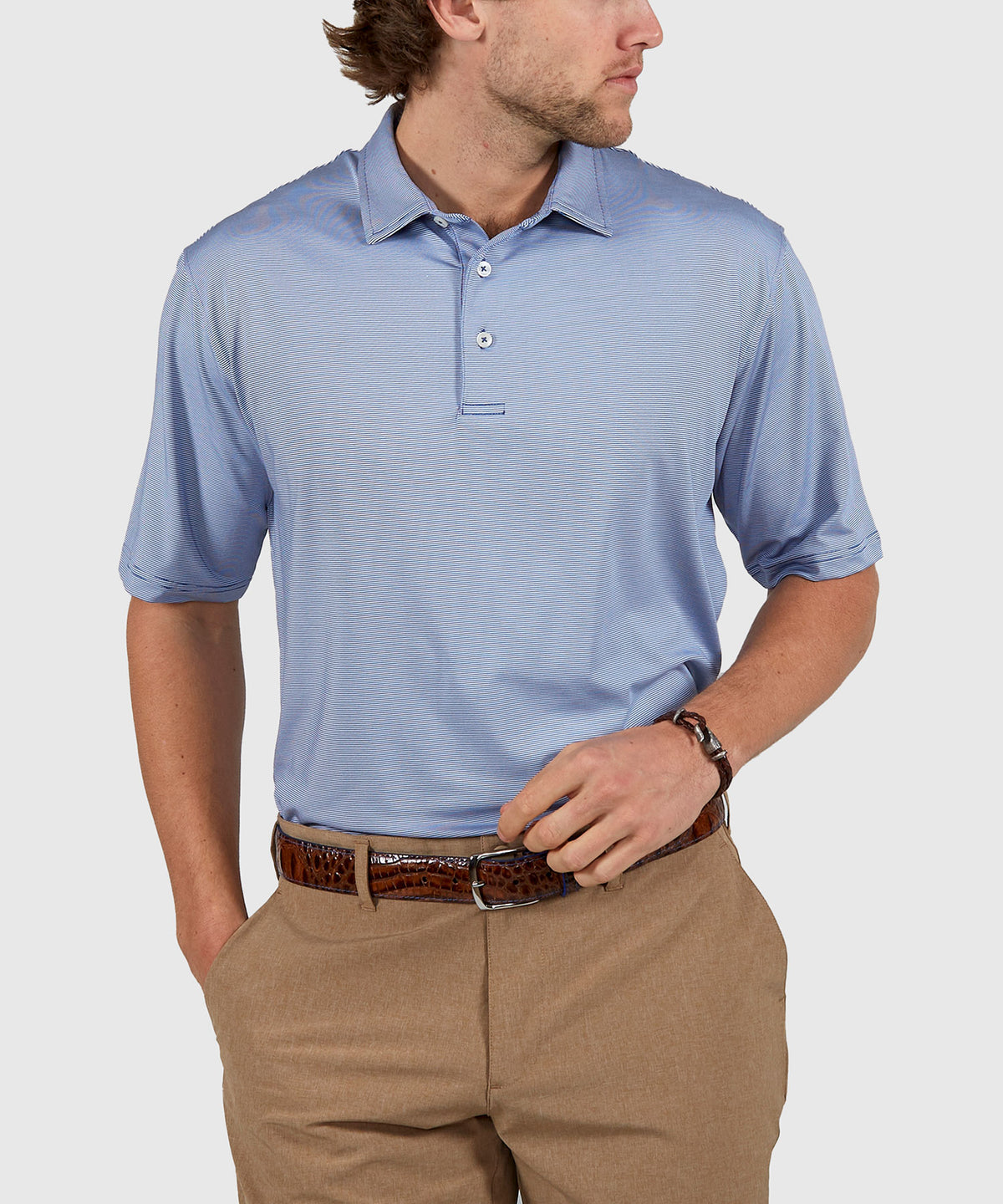 Westport Lifestyle Short Sleeve Performance Stripe Polo Knit Shirt, Men's Big & Tall