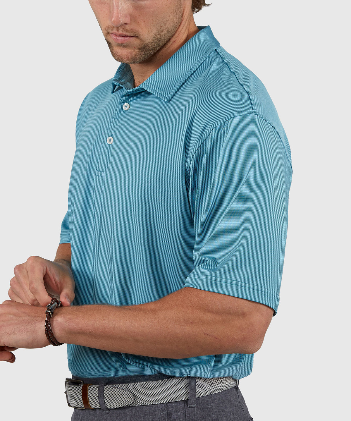 Westport Lifestyle Short Sleeve Performance Stripe Polo Knit Shirt, Men's Big & Tall