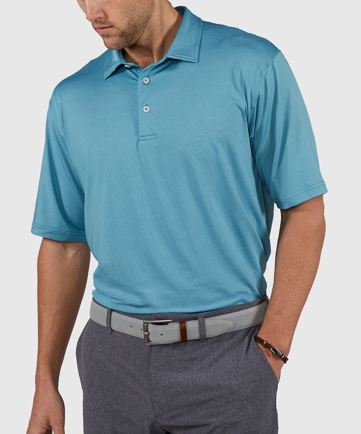 Westport Lifestyle Short Sleeve Performance Stripe Polo Knit Shirt, Men's Big & Tall