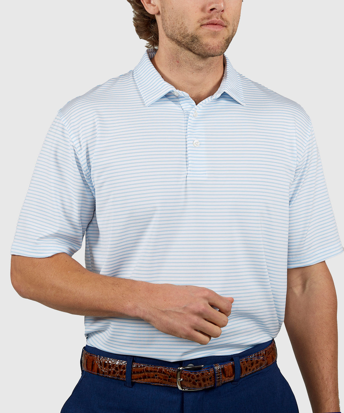 Westport Lifestyle Short Sleeve Performance Striped Polo Knit Shirt, Men's Big & Tall