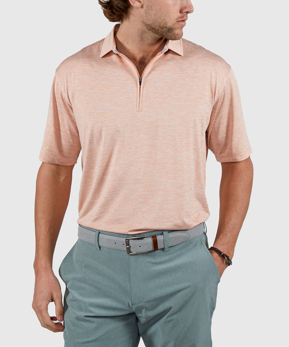 Westport Lifestyle Short Sleeve Performance Zip Polo Knit Shirt, Men's Big & Tall