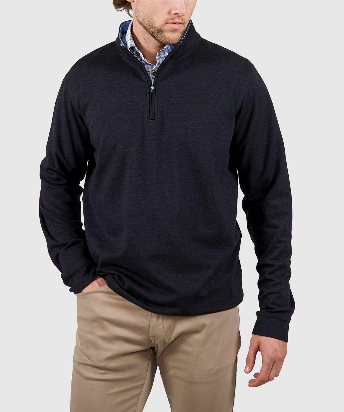 Westport Lifestyle Long Sleeve Interlock Knit Quarter Zip Pullover, Men's Big & Tall