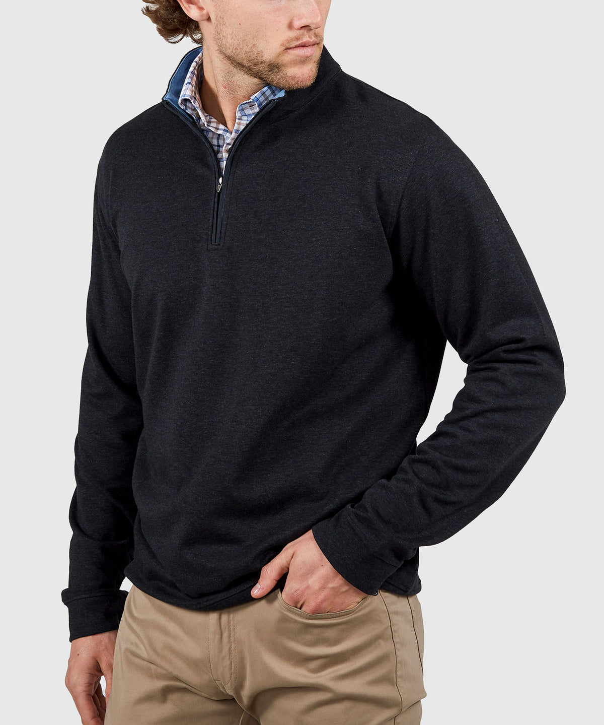 Westport Lifestyle Long Sleeve Interlock Knit Quarter Zip Pullover, Men's Big & Tall
