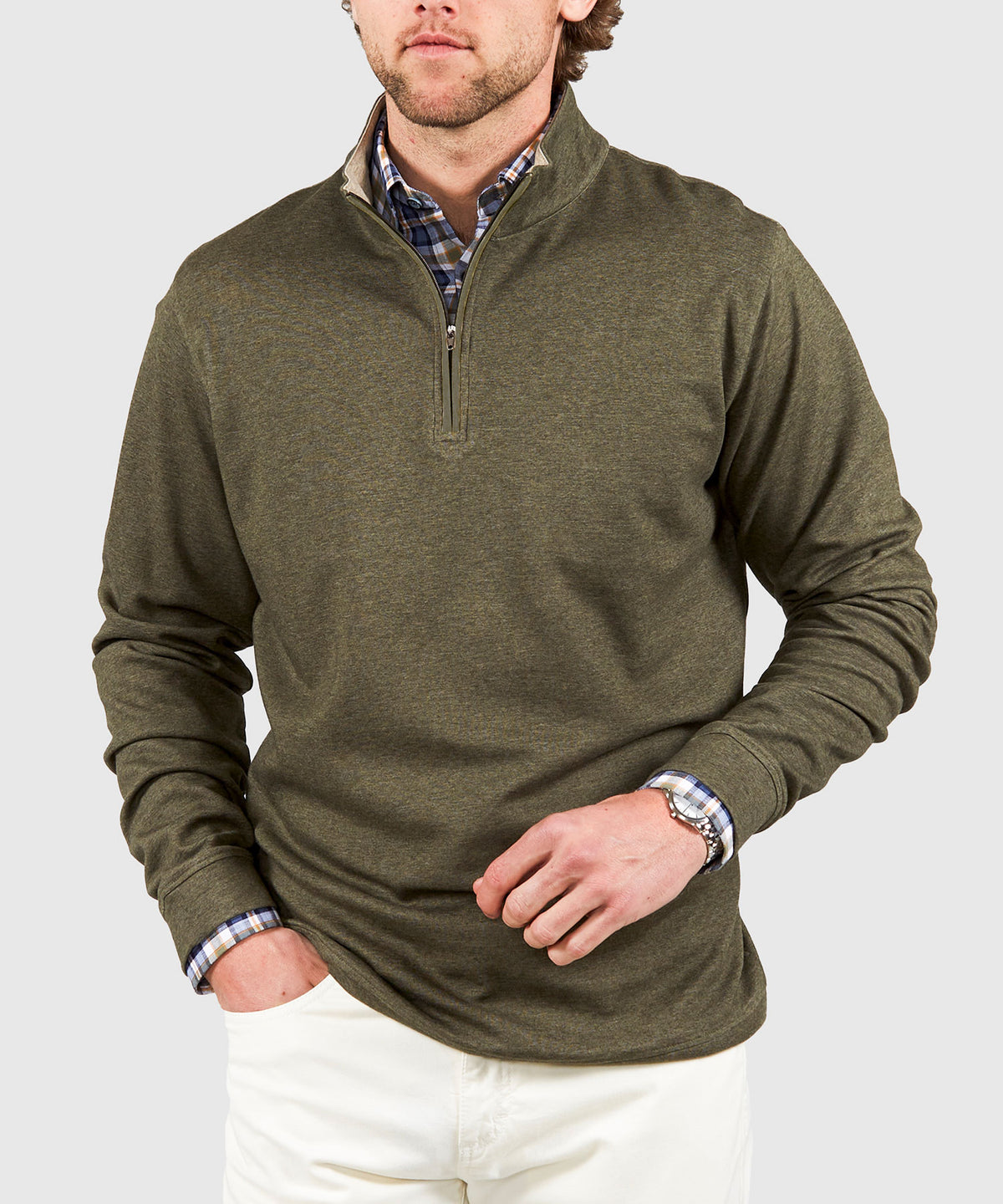Westport Lifestyle Long Sleeve Interlock Knit Quarter Zip Pullover, Men's Big & Tall