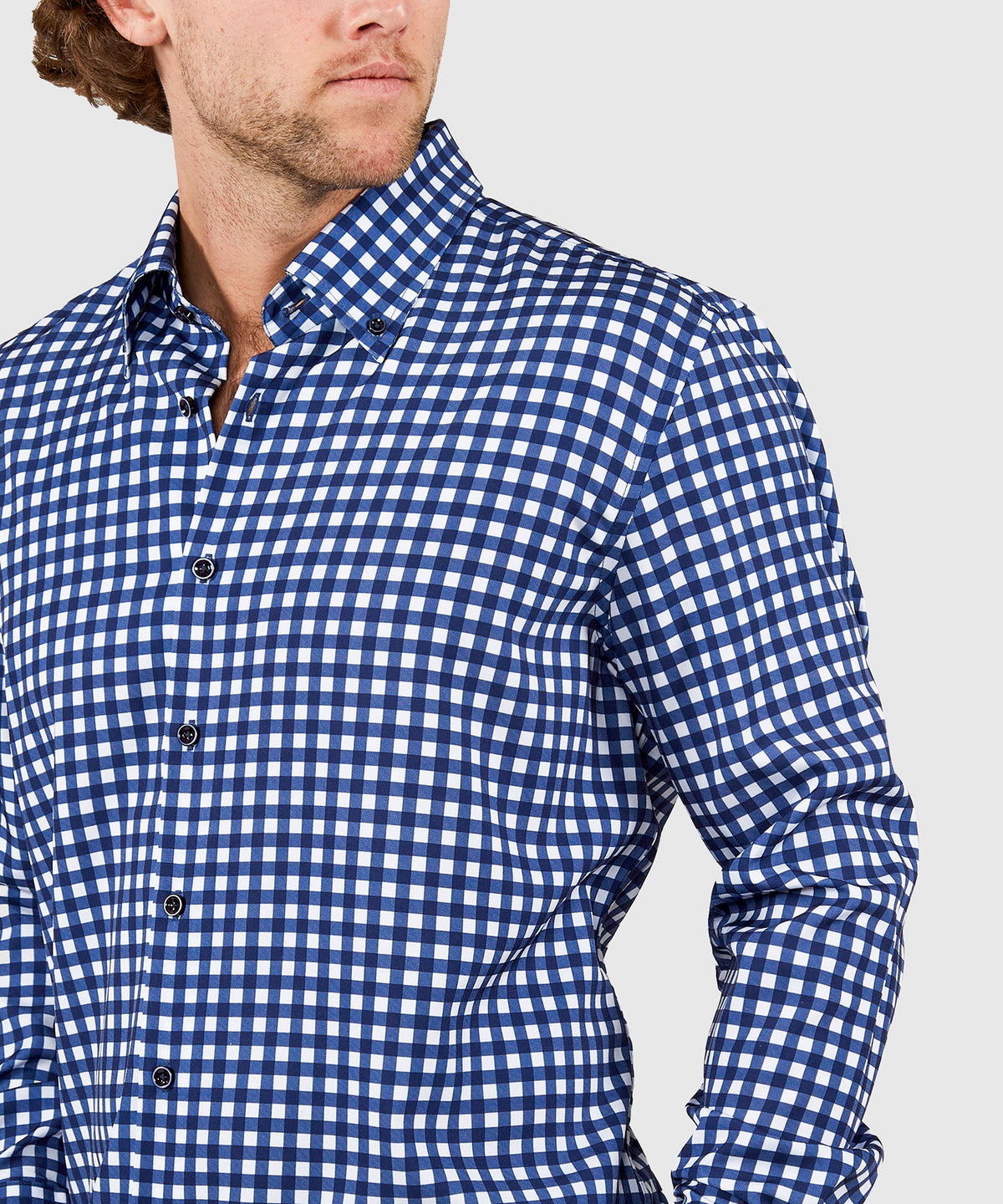 Westport No-Tuck Long Sleeve Button Down Collar Stretch Performance Gingham Sport Shirt, Men's Big & Tall