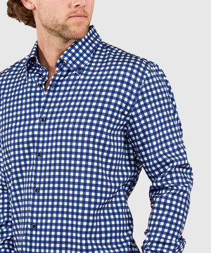 Westport No-Tuck Long Sleeve Button Down Collar Stretch Performance Gingham Sport Shirt