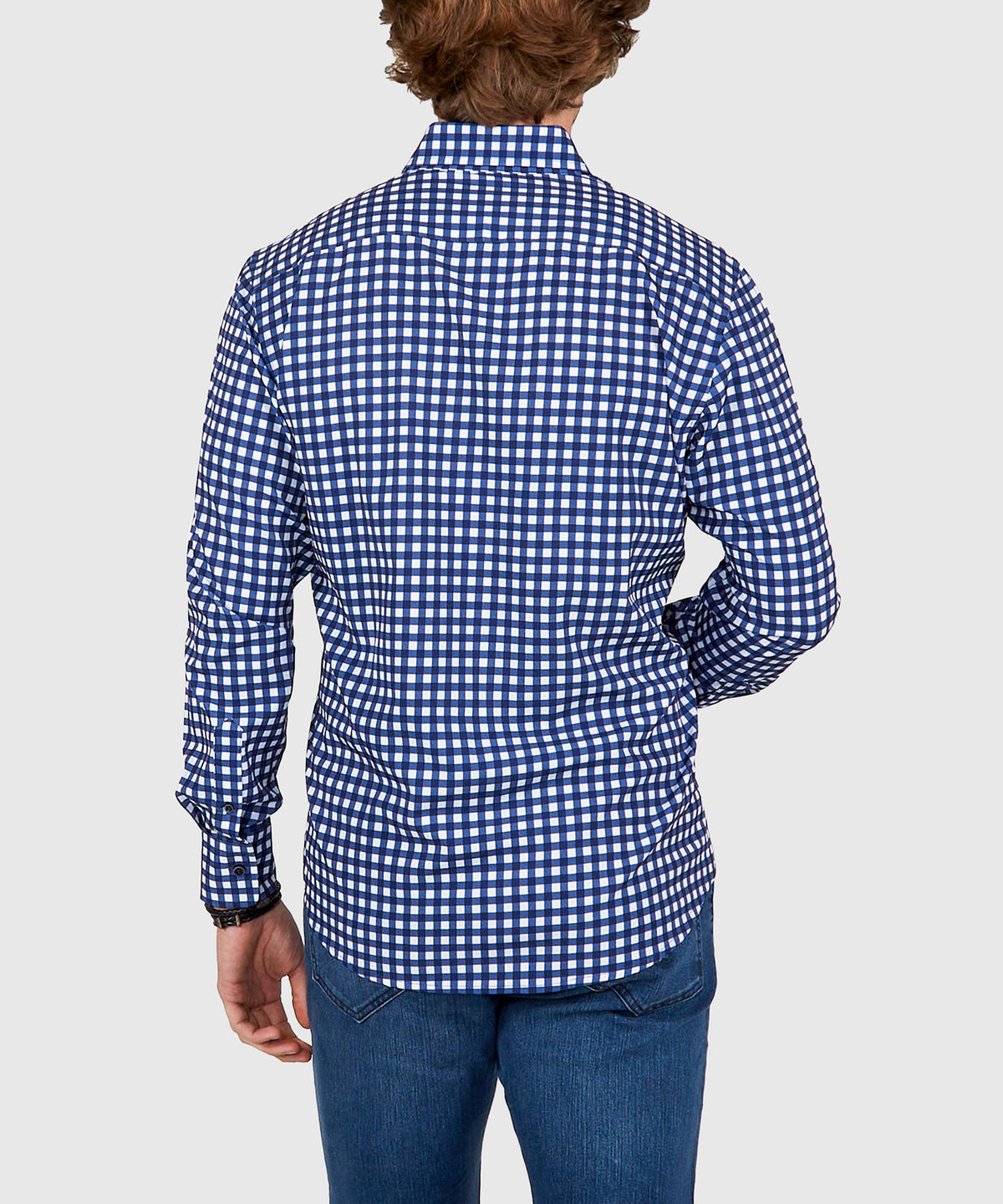 Westport No-Tuck Long Sleeve Button Down Collar Stretch Performance Gingham Sport Shirt, Men's Big & Tall
