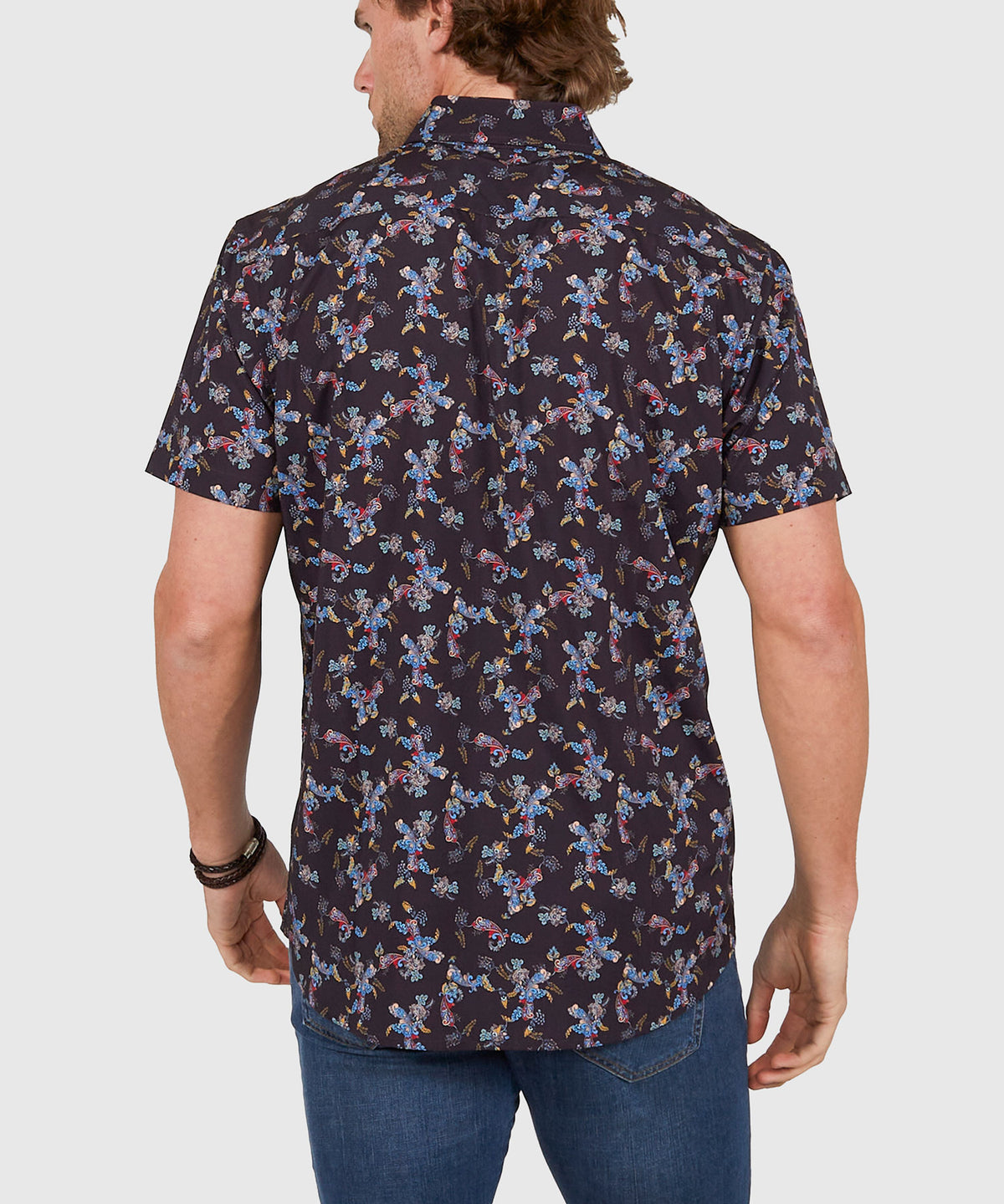 Westport No-Tuck Short Sleeve Button Down Collar Stretch Performance 'Lush Paisley' Sport Shirt, Men's Big & Tall