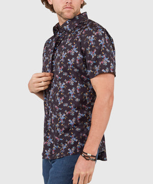 Westport No-Tuck Short Sleeve Button Down Collar Stretch Performance 'Lush Paisley' Sport Shirt
