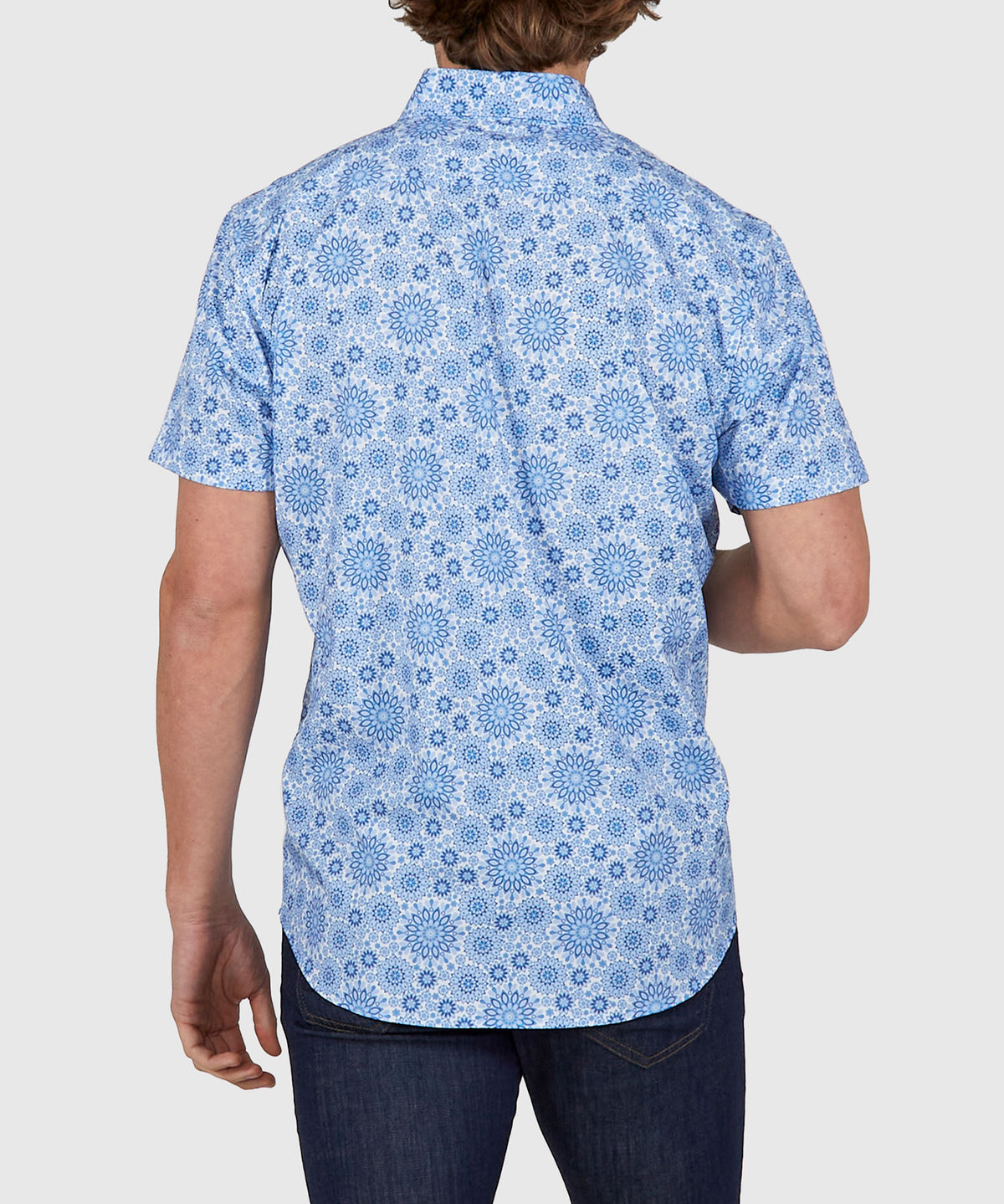 Westport No-Tuck Short Sleeve Button Down Collar Stretch Performance 'Mandala' Sport Shirt, Men's Big & Tall