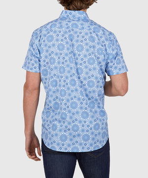 Westport No-Tuck Short Sleeve Button Down Collar Stretch Performance 'Mandala' Sport Shirt
