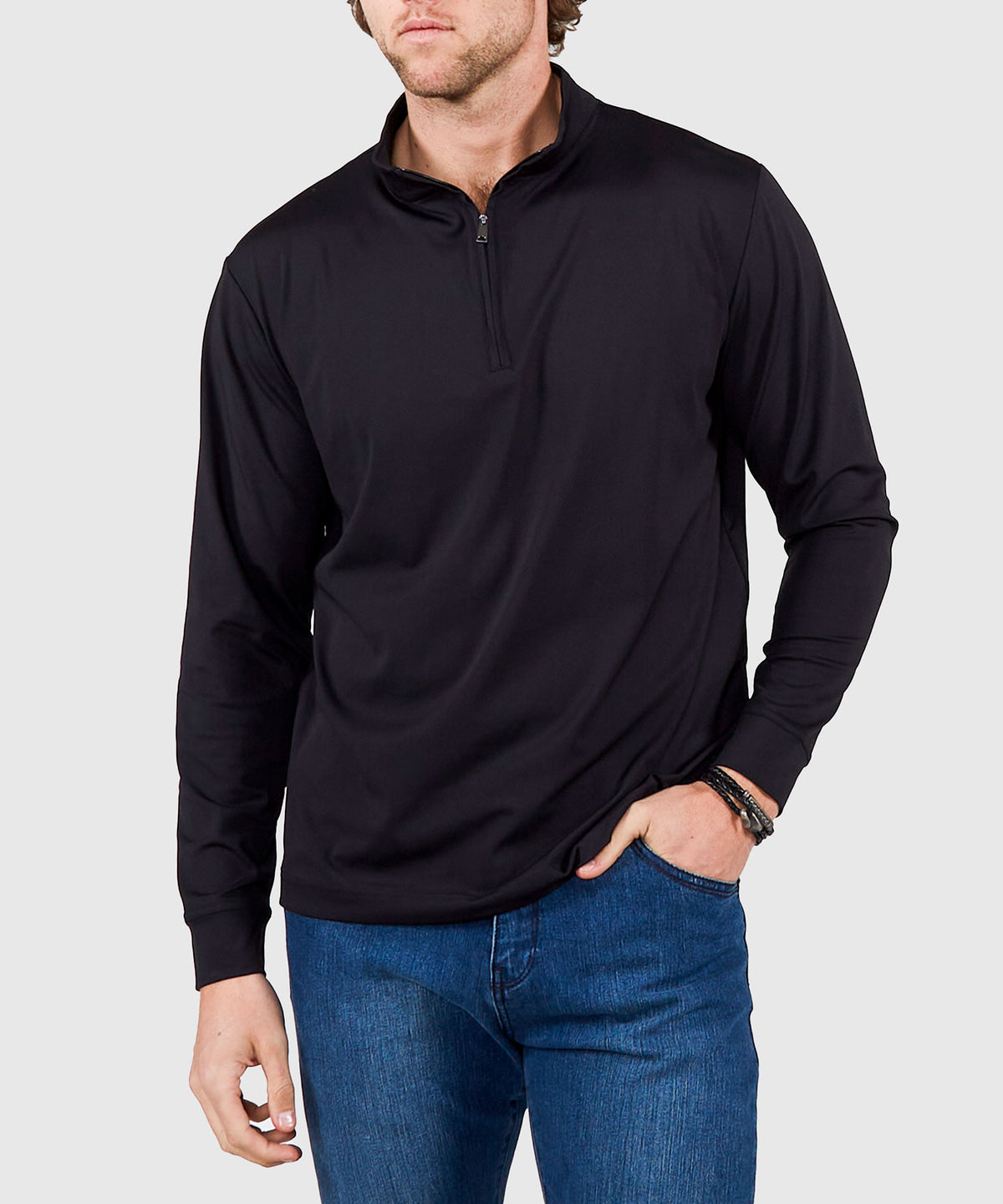 Westport No-Tuck Long Sleeve Stretch Performance Quarter Zip Pullover, Men's Big & Tall