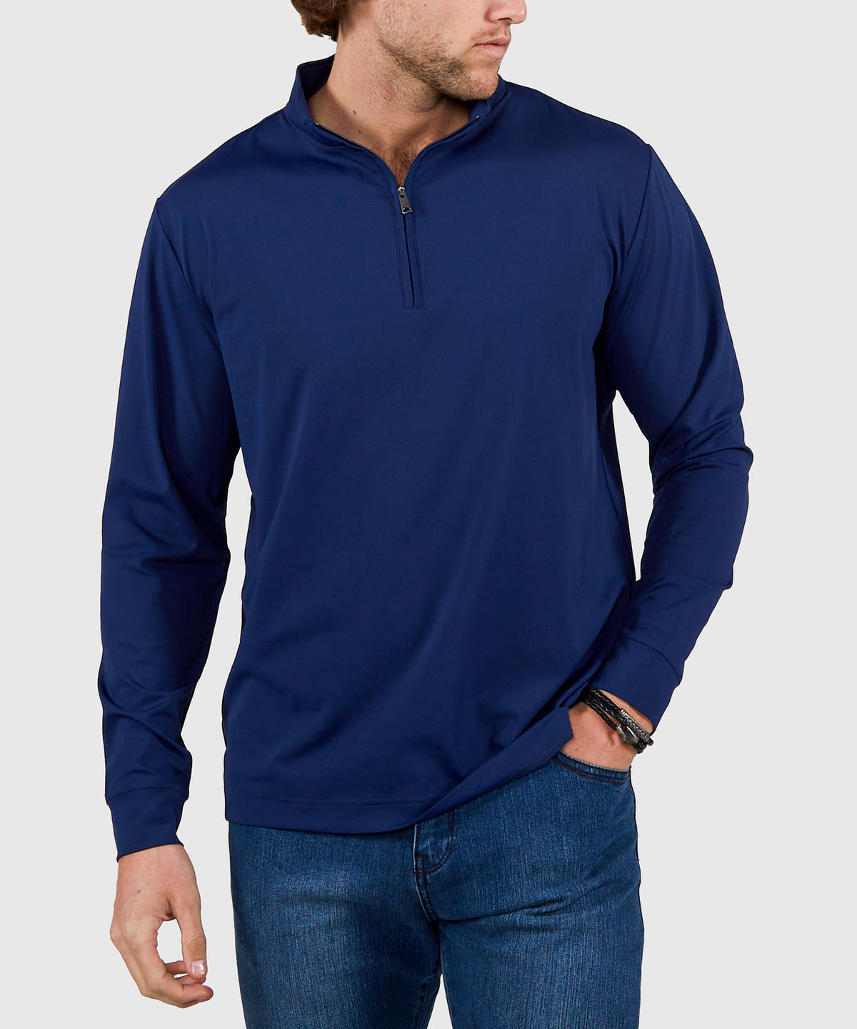 Westport No-Tuck Long Sleeve Stretch Performance Quarter Zip Pullover, Men's Big & Tall