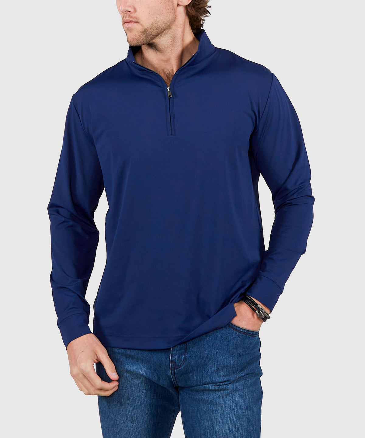 Westport No-Tuck Long Sleeve Stretch Performance Quarter Zip Pullover, Men's Big & Tall