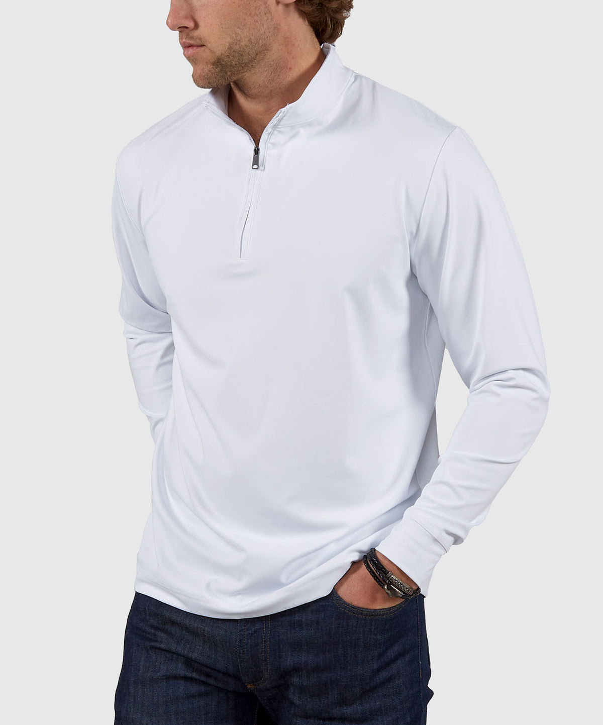 Westport No-Tuck Long Sleeve Stretch Performance Quarter Zip Pullover, Men's Big & Tall