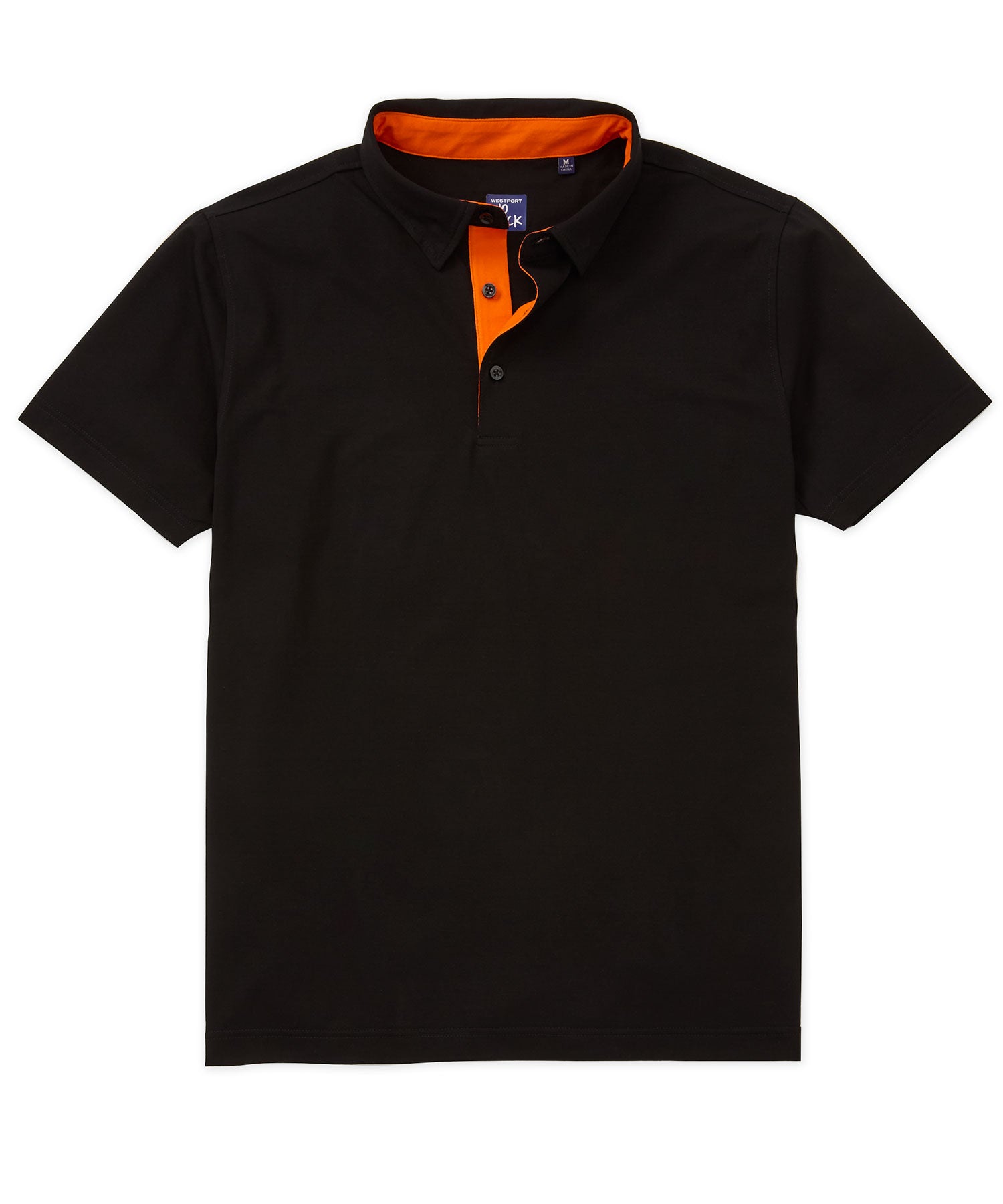 Westport No-Tuck Short Sleeve Cotton Performance Contrast Trim Placket Polo Knit Shirt, Men's Big & Tall